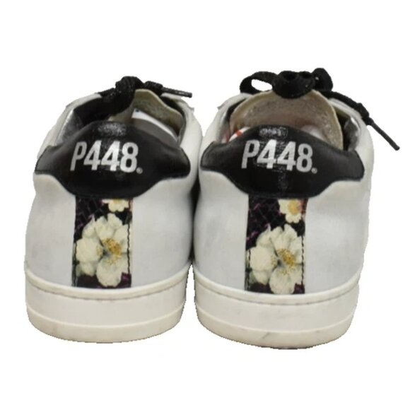 $330 P448 John FLORAL WHITE Leather Low-Top Sneakers Shoes 37 (MG28)